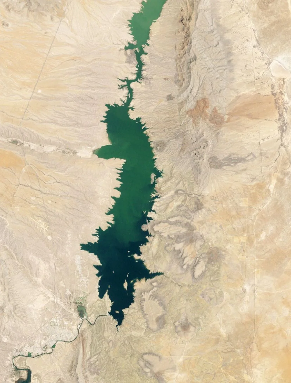 Satellite view of Elephant Butte Reservoir on June 2, 1994, with water covering much of the basin.